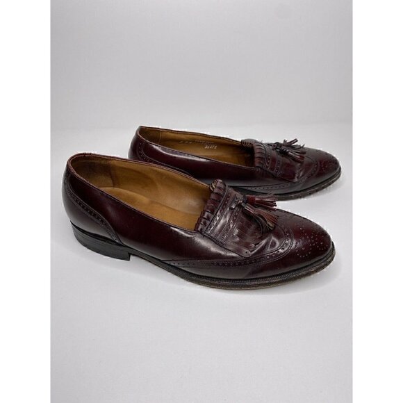 Bostonian Loafers Size 9 D/B Men's KILTIE Burgundy Leather Tassel Wingtip Slipon - Picture 3 of 5